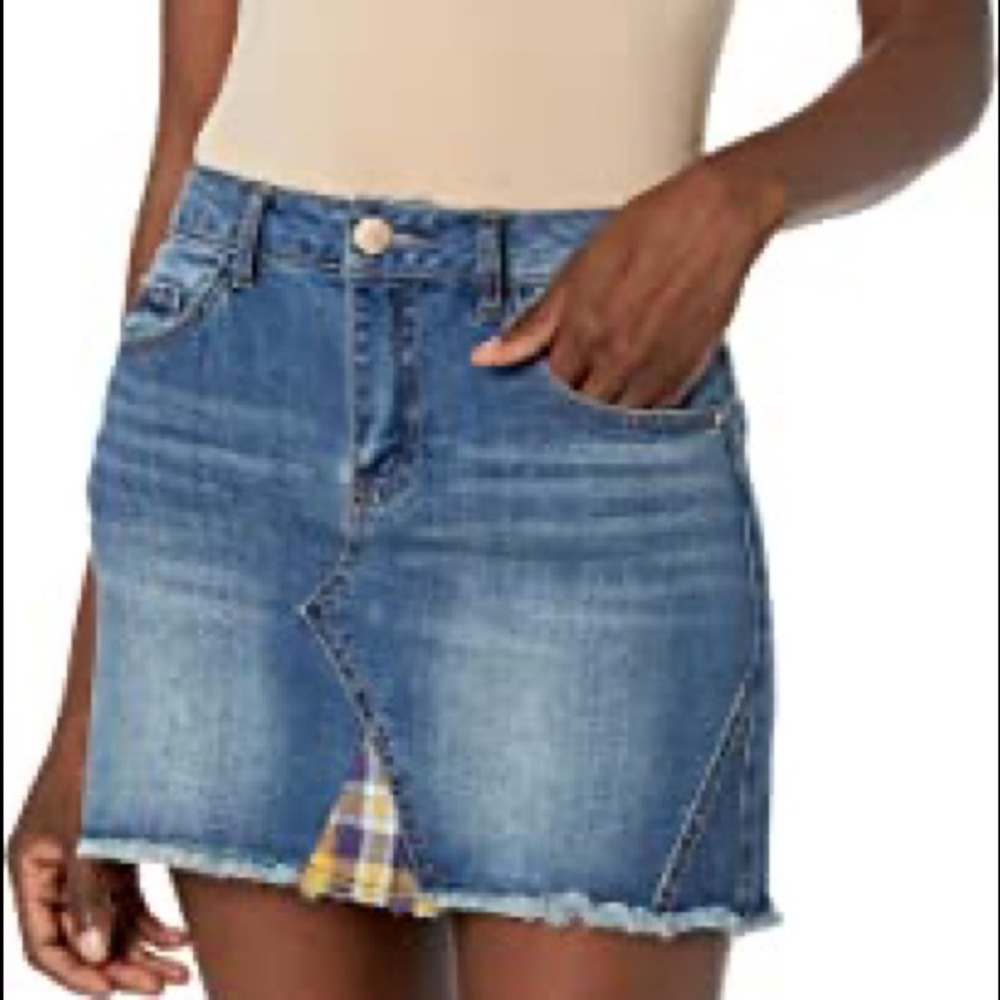 Plaid Denim Skirt